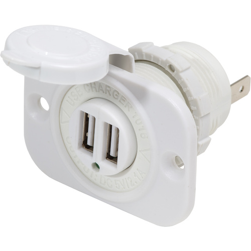 Blue Sea 12VDC 2USB Charger 5V 2.1A Sckt Wht