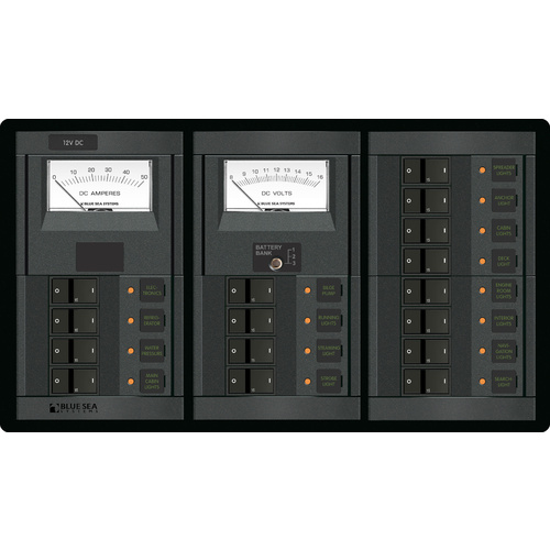Blue Sea Panel 360 12VDC 16 Position V/AMtr FR