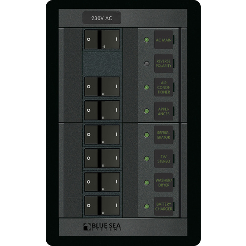 Blue Sea Panel 360 230VAC 6 Position w/Main FR