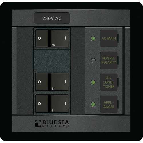 Blue Sea Panel 360 230VAC 2pos w/Main FR