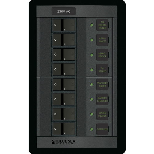 Blue Sea Panel 360 230VAC 8pos RR