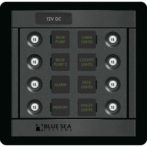 Blue Sea Panel 360 DC 8 Position CLB Square