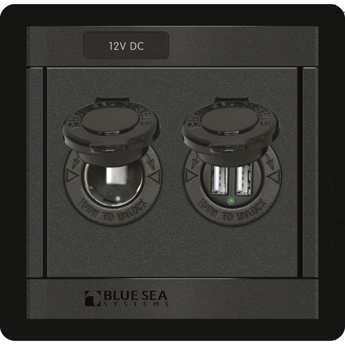 Blue Sea Panel 360 DC 12V Socket Dual USB Charger