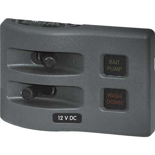 Blue Sea WeatherDeck 12VDC Waterproof Fused Panel 2 Position Gray