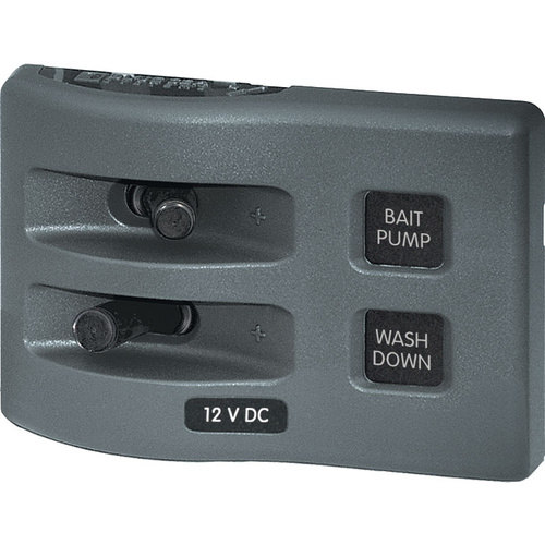 Blue Sea WeatherDeck Waterproof Panel Switch Only Panel 2 Position Gray