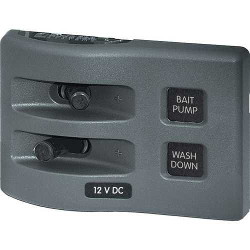 Blue Sea WeatherDeck Waterproof Panel Switch Only Panel 2 Position Gray
