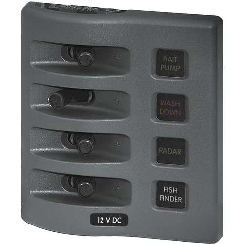 Blue Sea WeatherDeck 12VDC Waterproof Fused Panel 4 Position Gray