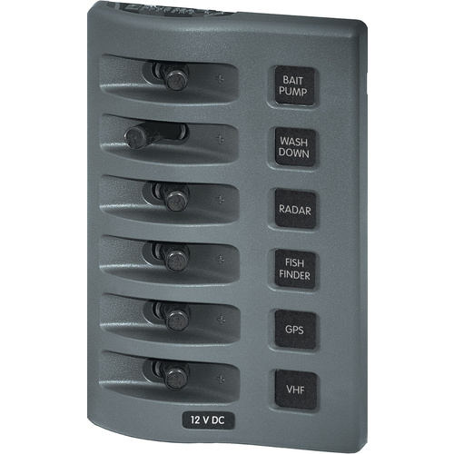 Blue Sea WeatherDeck Waterproof Switch Only Panel 6 Position Gray