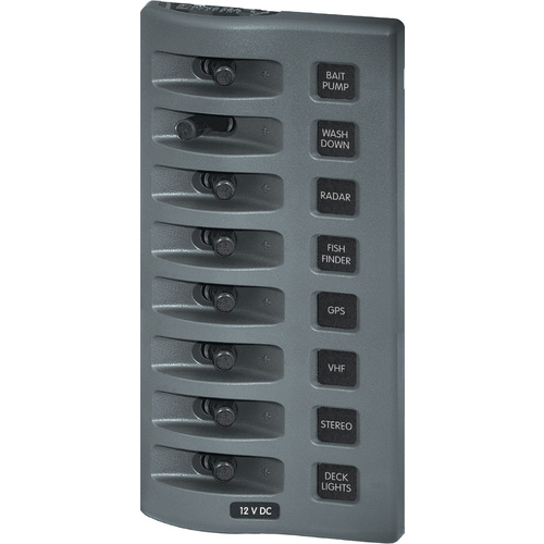 Blue Sea WeatherDeck Waterproof Switch Only Panel 8 Position Gray