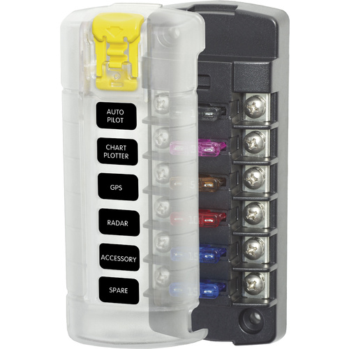Blue Sea ST Blade Fuse Block - 6 Independent Circuits with Cover