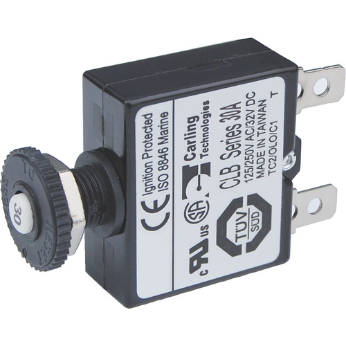 Blue Sea Circuit Breaker Push Button Quick Connect 30A