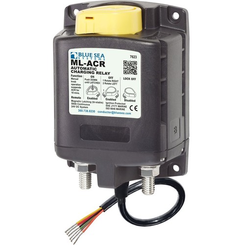 Blue Sea Solenoid ML-ACR Automatic Charging Relay with Manual Control - 24V DC 500A