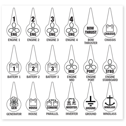 Blue Sea Label Kit Battery Switch ICON