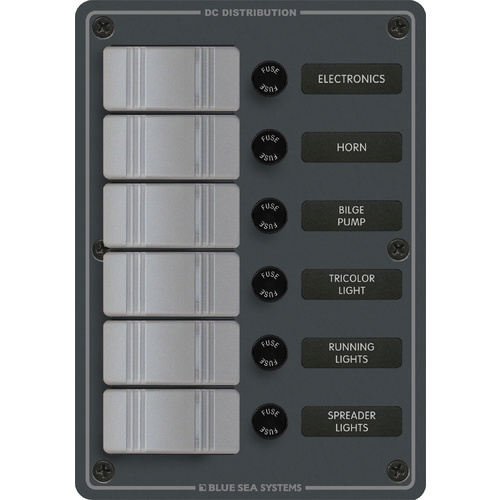 Blue Sea Panel H2O 12VDC AGC 6pos V