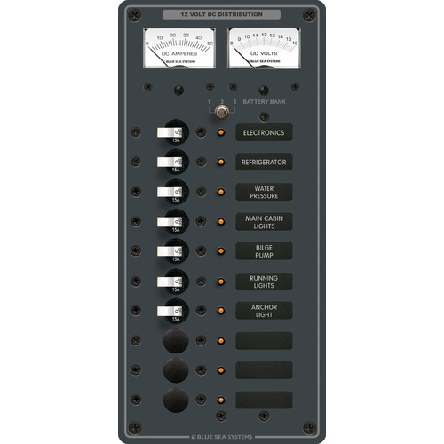 Blue Sea Panel DC 10pos V/AMtr