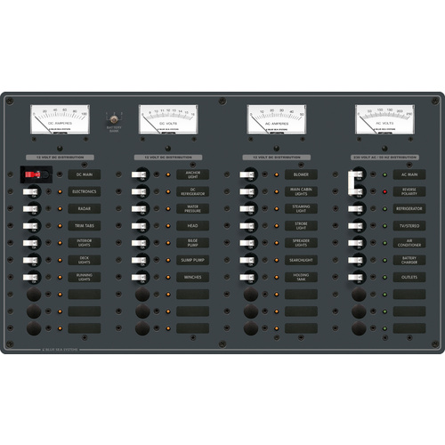 Blue Sea Panel 230VAC 10pos/12VDC 30pos