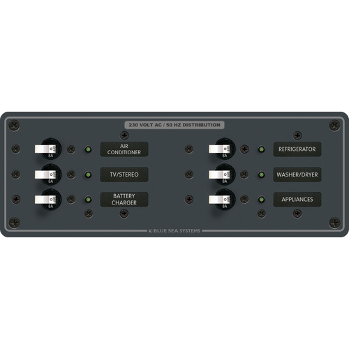 Blue Sea Panel 230VAC 6 Position H