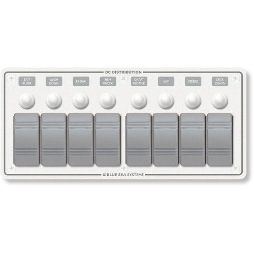 Blue Sea Panel H2O 12VDC CLB 8pos H