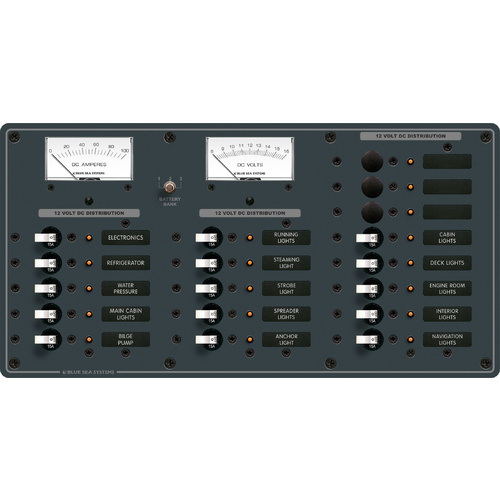 Blue Sea Panel DC 18pos V/AMtr