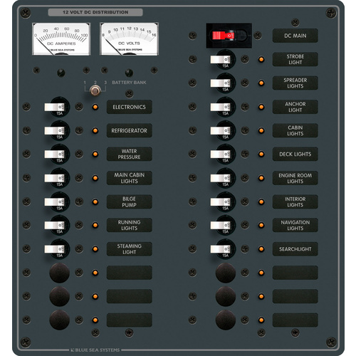 Blue Sea Panel DC 23 Position w/Main V/AMtr
