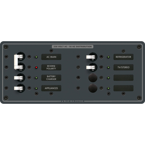 Blue Sea Panel 230VAC 8pos w/Main H