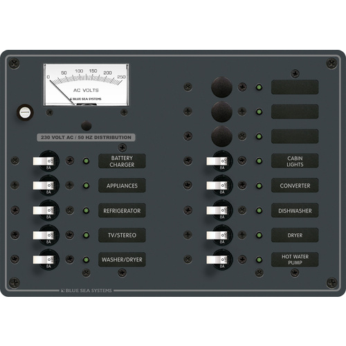 Blue Sea Panel 230VAC 13 Position VMtr
