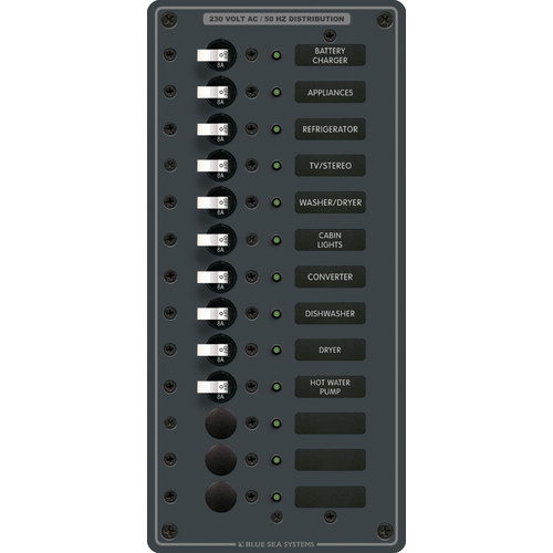 Blue Sea Panel 230VAC 13 Position V