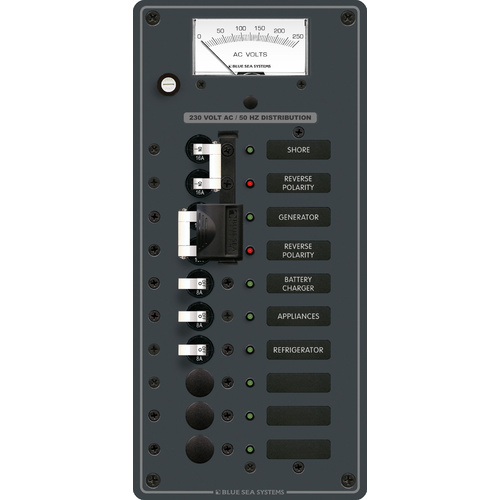 Blue Sea Panel 230VAC SourceSel 10pos VMtr