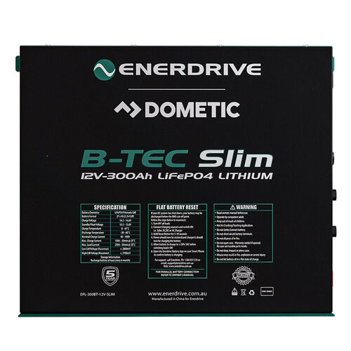 Enerdrive B-TEC 300amp / 12v LiFePO4 BT Slim Metal Case Battery