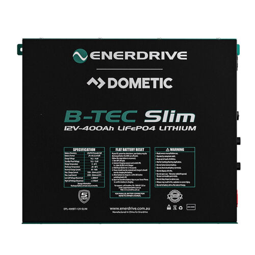 Enerdrive B-TEC 400amp / 12v LiFePO4 BT Slim Metal Case Battery