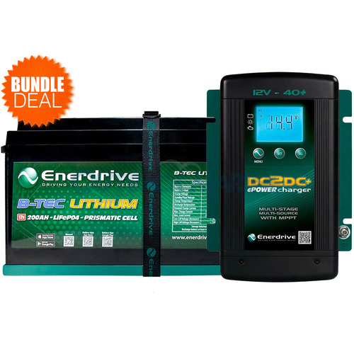 Enerdrive ePOWER B-TEC 200Ah G2 Lithium Battery with EN3DC40+ DC2DC Charger