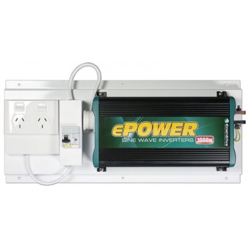 Enerdrive ePOWER 1000watt/12volt Inverter on Plate with RCD & GPO