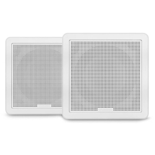 Fusion FM Series Marine Speakers, 6.5" 120-Watt Square White Flush-Mount Marine Speaker