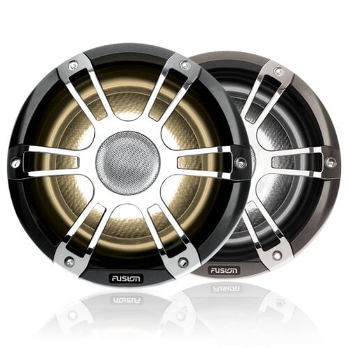 Fusion Marine Speakers, 8.8" 330 Watt Coaxial Sports Chrome Marine Speakers (Pair) with CRGBW LED Lighting