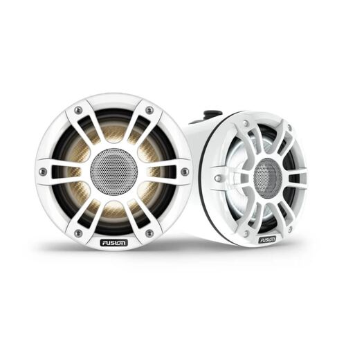 Fusion® Signature Series 3i Marine Wake Tower Speakers, 6.5" 230-watt CRGBW Sports white marine wake tower speakers (pair)