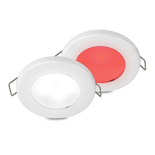 Hella White/Red EuroLED 75 Dual Colour LED Down Lights with Spring Clip 12V DC, White Plastic Rim, Spring Mount