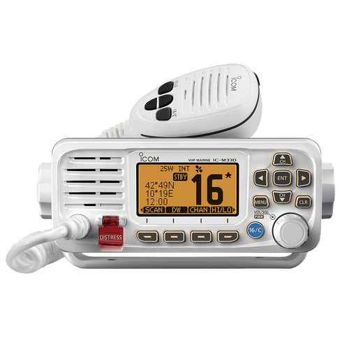 Icom IC-M330GE-W Ultra Compact, IPX7 Waterproof, VHF Marine Mobile Transceiver- White