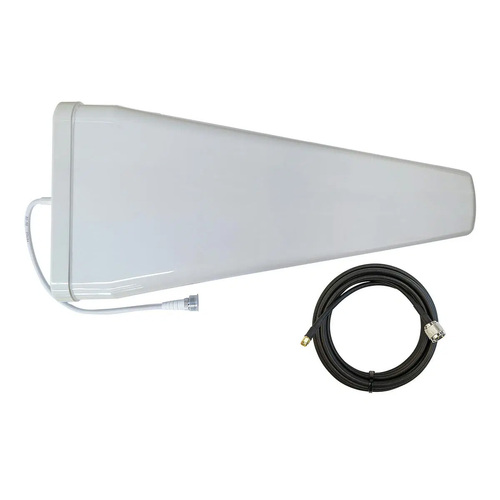 Powertec 4G-5G Wideband LPDA Antenna, 698 to 4000 MHz, N Female, PTL-240 Coaxial Cable N Male to SMA Male, 10m