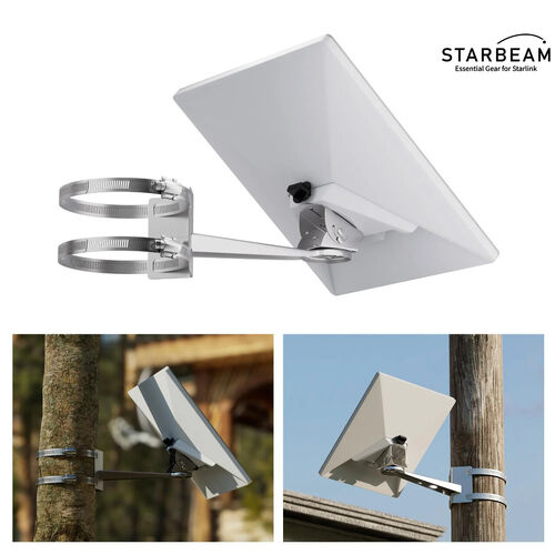 STARBEAM Starlink Mini Light Pole Mount  Stainless Steel Clamps with 360° Adjustable Arm