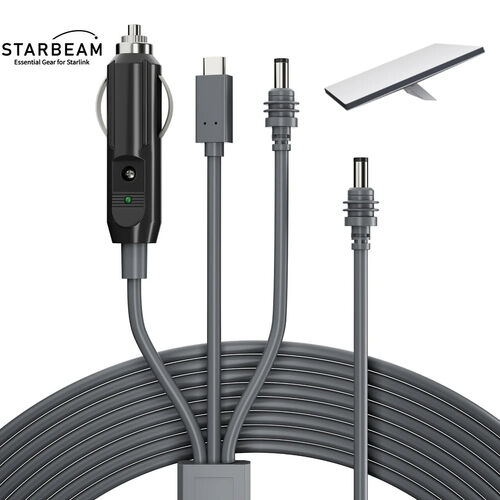 STARBEAM Starlink Mini 3-in-1 Car Charger + DC + USB-C 3m Power Cord