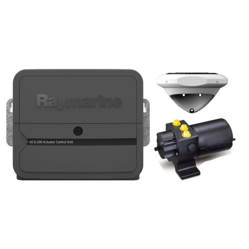 Raymarine Evolution Hydraulic Pilot, ACU-100, EV1 Sensor Core, EV1 Cabling kit & 0.5l hydraulic pump. Note MFD or autopilot control head is required