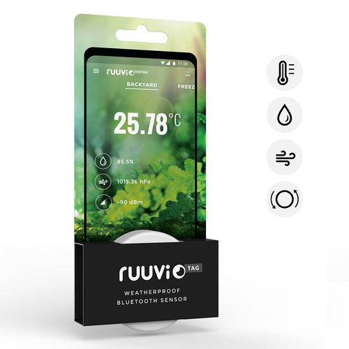 RuuviTag 4-in-1 Wireless Temperature Humidity Pressure and Movement Sensor Tag