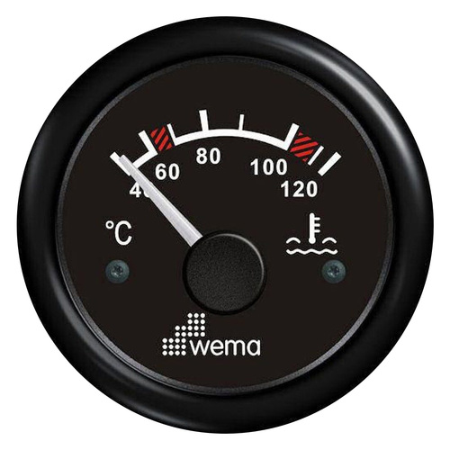 Wema Coolant Temperature Gauge 40-120°C with Black Bezel