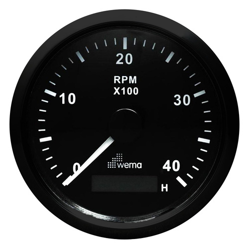Wema Diesel Tachourmeter 0-4000 RPM with Black Bezel 85mm