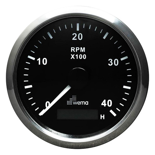 Wema Diesel Tachourmeter 0-4000 RPM with Stainless Steel Bezel
