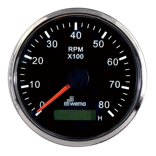 Wema Petrol Tachourmeter 0-8000 RPM with Stainless Steel Bezel