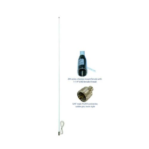 ZCG VHF Marine Deck Mount Antenna, 156 to 162 MHz, 5 dBi, 4.5m UHF Male