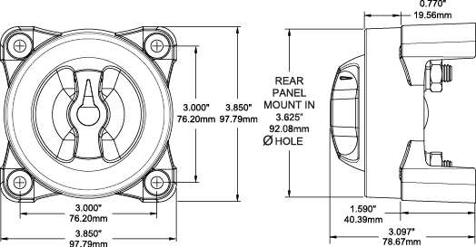 Blue Seas E Series Battery Switch Dimension